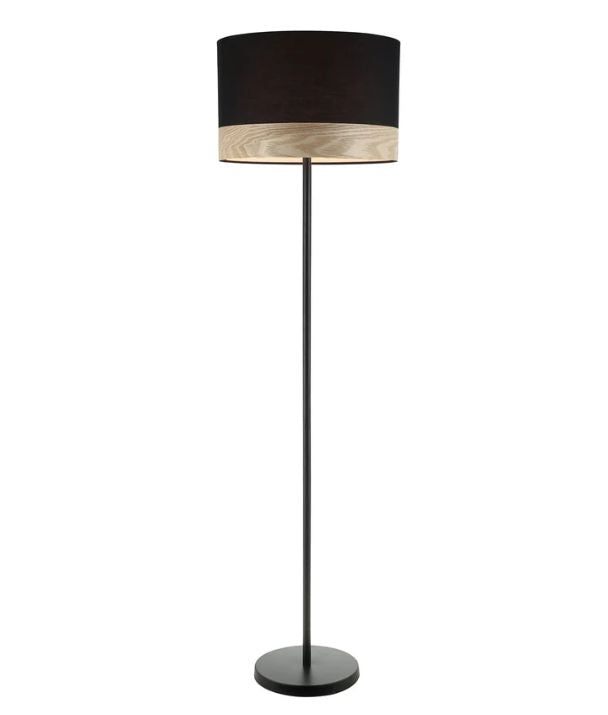 TAMBURA: Scandinavian Large Round Drum Shape Floor Lamp - Black