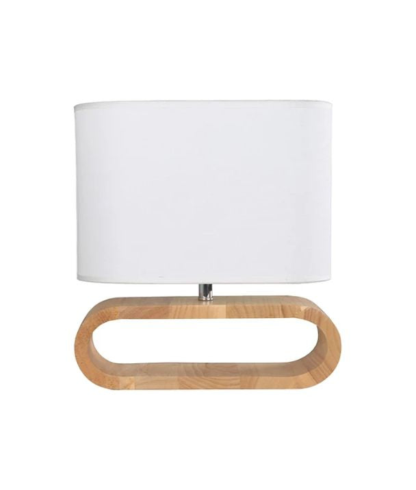 LOTUS: Blonde Wood Cloth Shade Table Lamp