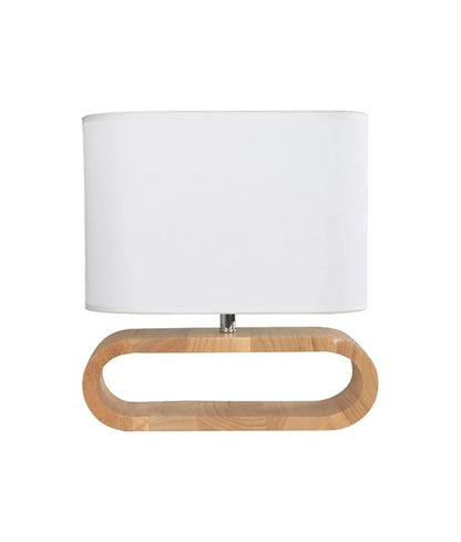 LOTUS: Blonde Wood Cloth Shade Table Lamp