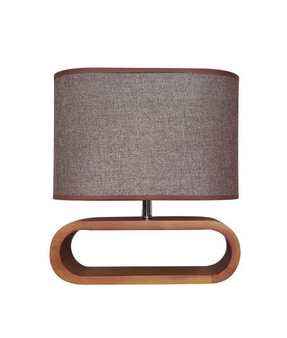 LOTUS: Dark Wood Cloth Shade Table Lamp