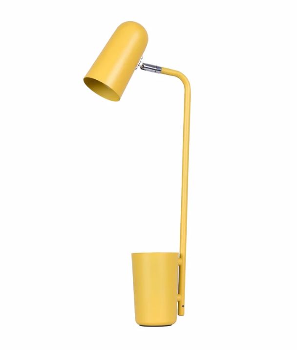 PASTEL: Scandinavian Table Lamps With Pen Container - Matte Yellow