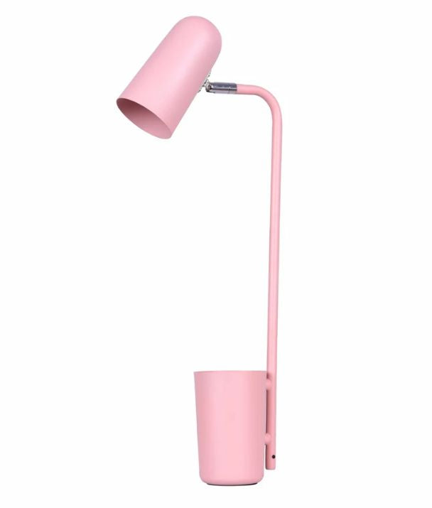 PASTEL: Scandinavian Table Lamps With Pen Container - Matte Pink