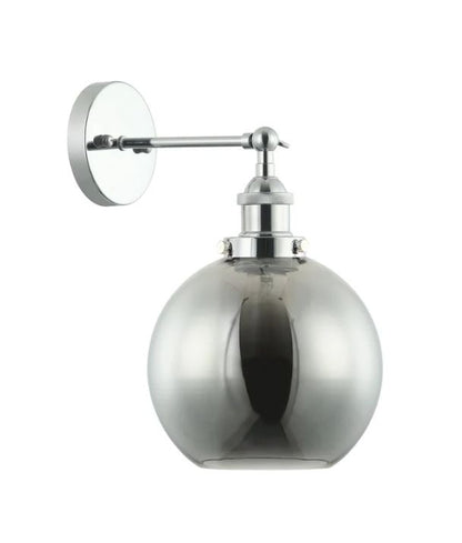 PESINI: Interior Swing Arm Smokey Black Glass with Chrome Highlight Wall Light