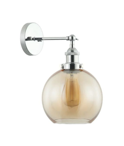 PESINI: Interior Swing Arm Amber Glass with Chrome Highlight Wall Light