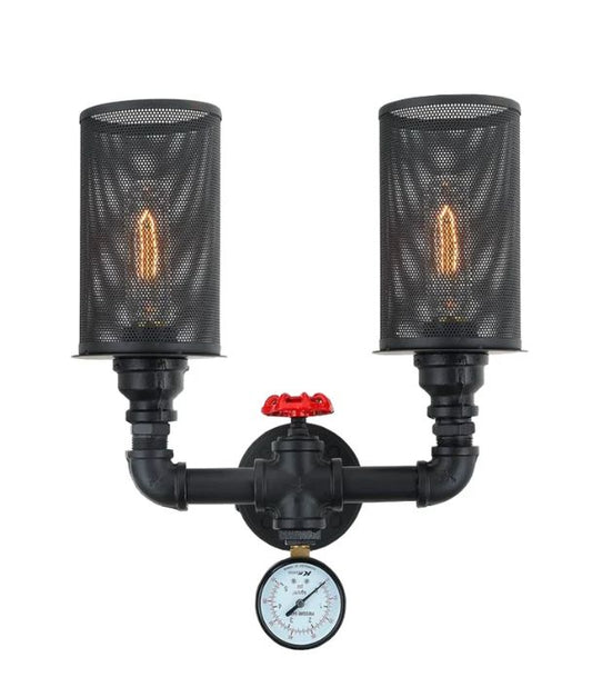 VENETO: Industrial Aged Iron Decorative Wall Light - 2 Lights