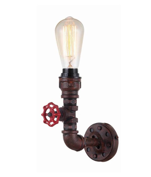 STEAM: Interior Aged Iron 1xPipe Wall Light - 1 Light