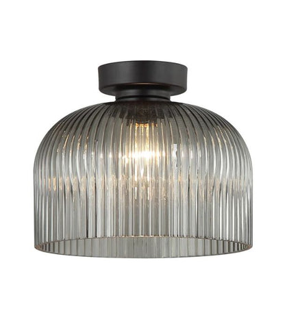 DIYVINTAJ: D.I.Y. Dome Ribbed Glass Batten Fix Ceiling Light - Smokey Black