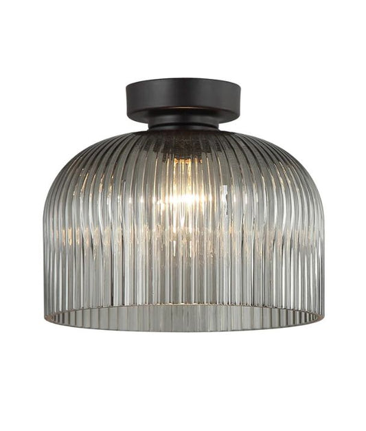 DIYVINTAJ: D.I.Y. Dome Ribbed Glass Batten Fix Ceiling Light - Smokey Black