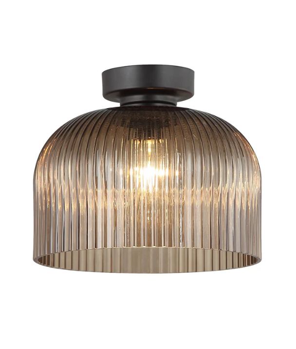 DIYVINTAJ: D.I.Y. Dome Ribbed Glass Batten Fix Ceiling Light - Amber