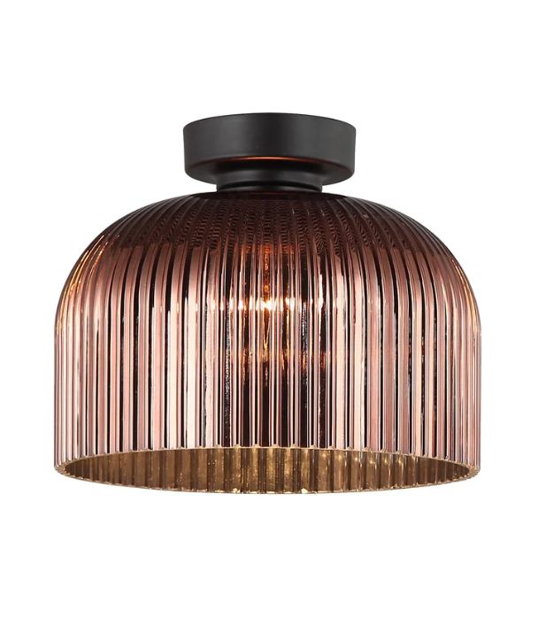 DIYVINTAJ: D.I.Y. Dome Ribbed Glass Batten Fix Ceiling Light - Copper