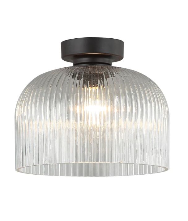 DIYVINTAJ: D.I.Y. Dome Ribbed Glass Batten Fix Ceiling Light - Clear