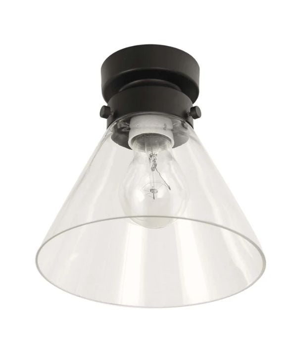 D.I.Y. Batten Fix Ceiling Lights - Small Cone Shape Fixtures (Clear Glass & Black Batten)