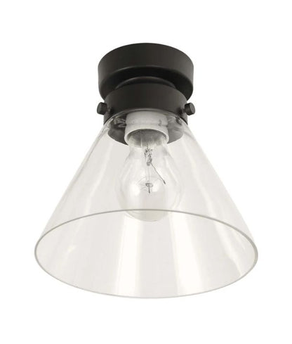 D.I.Y. Batten Fix Ceiling Lights - Small Cone Shape Fixtures (Clear Glass & Black Batten)