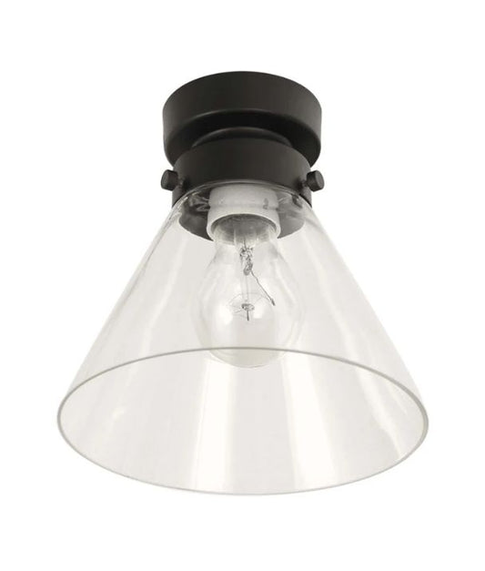 D.I.Y. Batten Fix Ceiling Lights - Small Cone Shape Fixtures (Clear Glass & Black Batten)