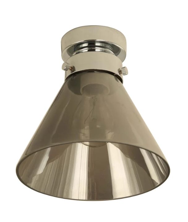 D.I.Y. Batten Fix Ceiling Lights - Small Cone Shape Fixtures (Smokey Black Glass & Chrome Batten)