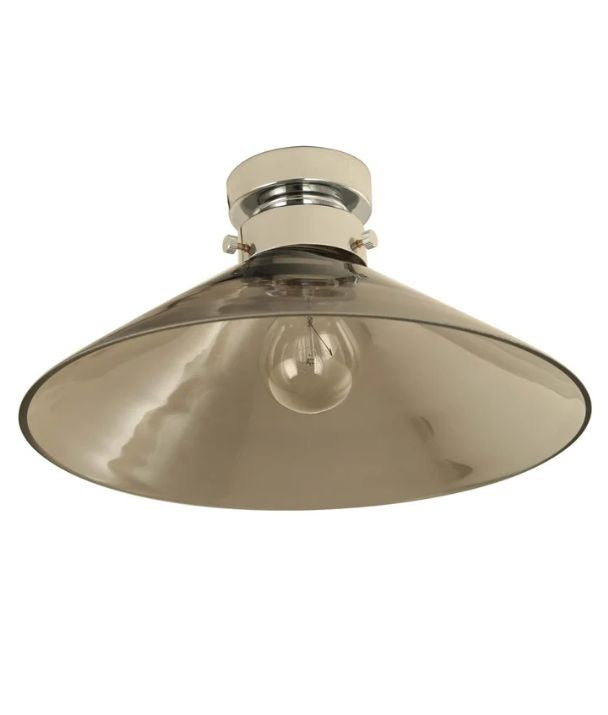 D.I.Y. Batten Fix Ceiling Lights - Large Cone Shape Fixture (Smokey Black Glass & Black Batten)