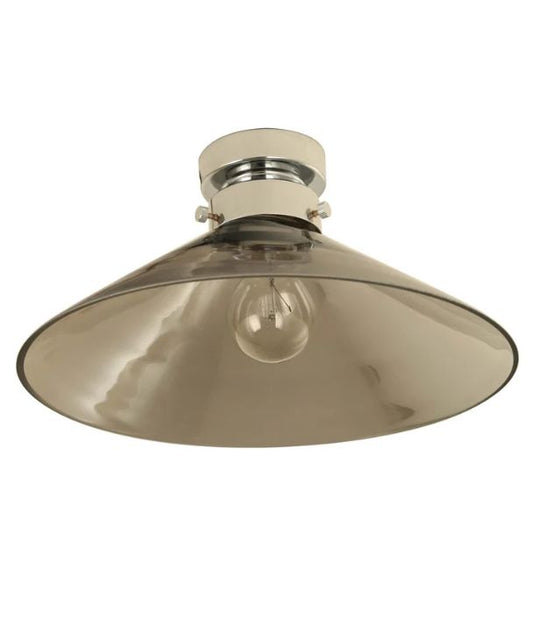 D.I.Y. Batten Fix Ceiling Lights - Large Cone Shape Fixture (Smokey Black Glass & Chrome Batten)