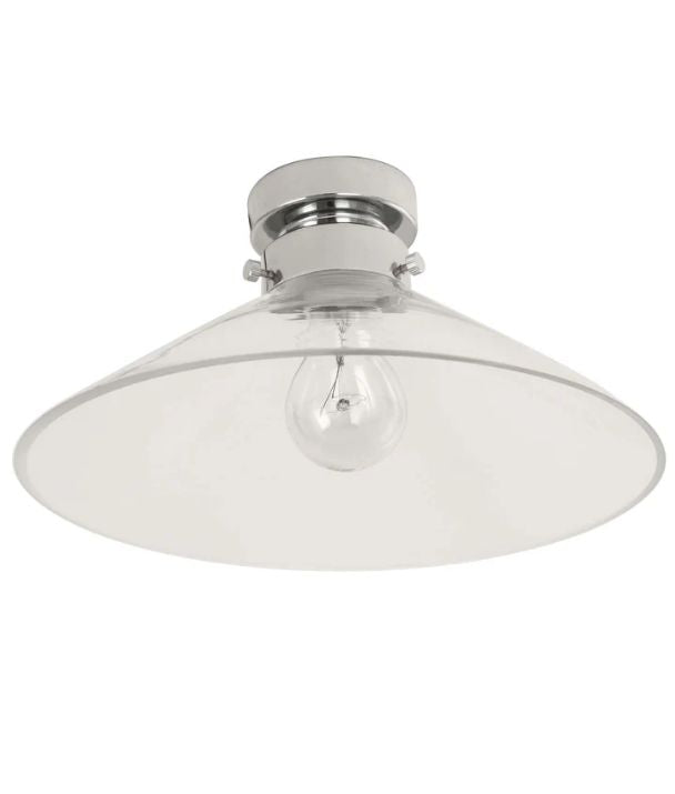 D.I.Y. Batten Fix Ceiling Lights - Large Cone Shape Fixture (Clear Glass & Chrome Batten)