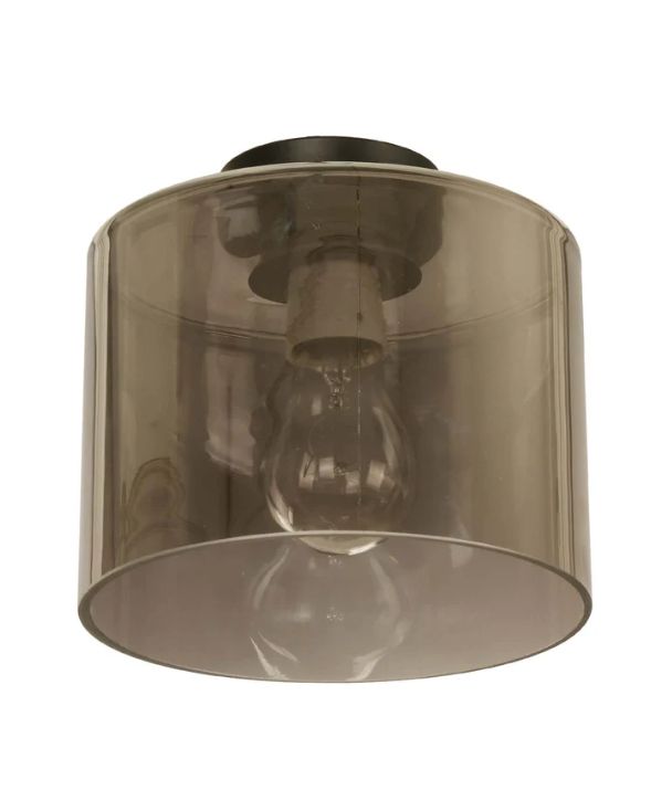 D.I.Y. Batten Fix Ceiling Lights - Oblong Shape Fixtures (Smokey Black Glass & Black Batten)