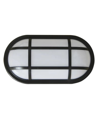 BULK: Oval LED Exterior Bulkhead Lights with Optional Cage IP65 - Black