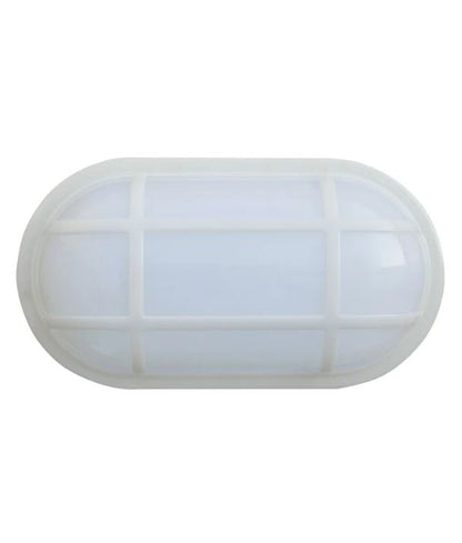 BULK: Oval LED Exterior Bulkhead Lights with Optional Cage IP65 - White