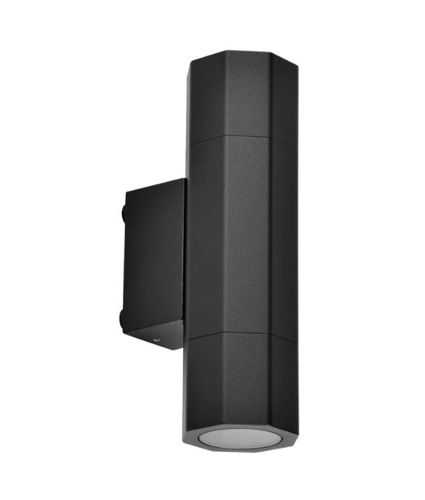 OCTO: GU10 Exterior Octagonal Up/Down Pillar Lights IP65 - Black