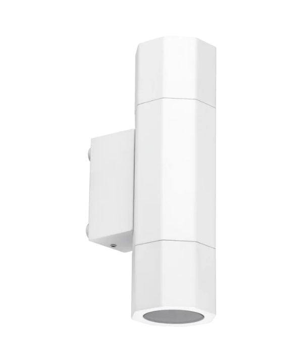 OCTO: GU10 Exterior Octagonal Up/Down Pillar Lights IP65 - White
