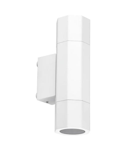 OCTO: GU10 Exterior Octagonal Up/Down Pillar Lights IP65 - White