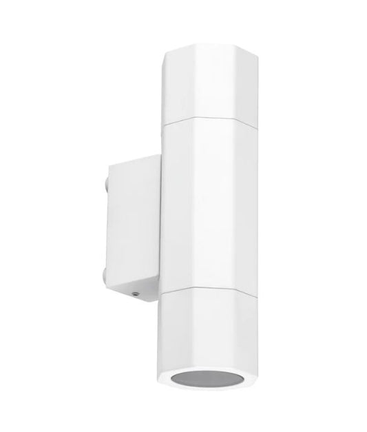 OCTO: GU10 Exterior Octagonal Up/Down Pillar Lights IP65 - White