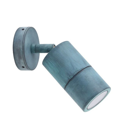 GU10 Exterior Wall Pillar Spot Lights (Solid Patina Brass) IP65 - Single Adjustable