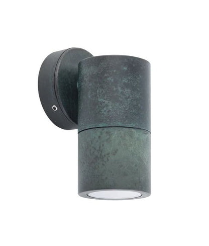 GU10 Exterior Wall Pillar Spot Lights (Solid Patina Brass) IP65 - Single Fixed