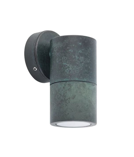 GU10 Exterior Wall Pillar Spot Lights (Solid Patina Brass) IP65 - Single Fixed