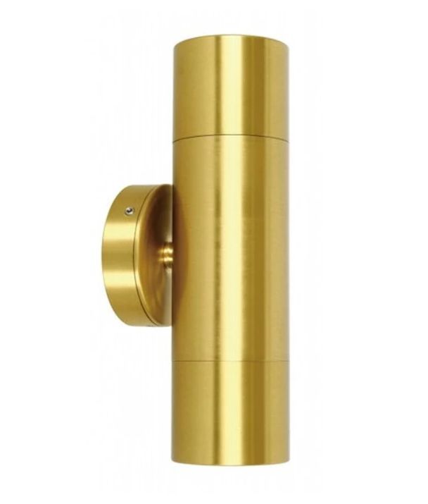 GU10 Exterior Wall Pillar Spot Lights (Solid Polished Brass) IP65 - Up/Down
