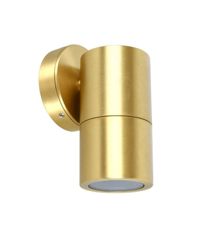 GU10 Exterior Wall Pillar Spot Lights (Solid Polished Brass) IP65 - Single Fixed