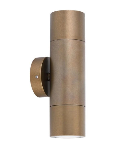 GU10 Exterior Wall Pillar Spot Lights (Aged Brass) IP65 - Up/Down