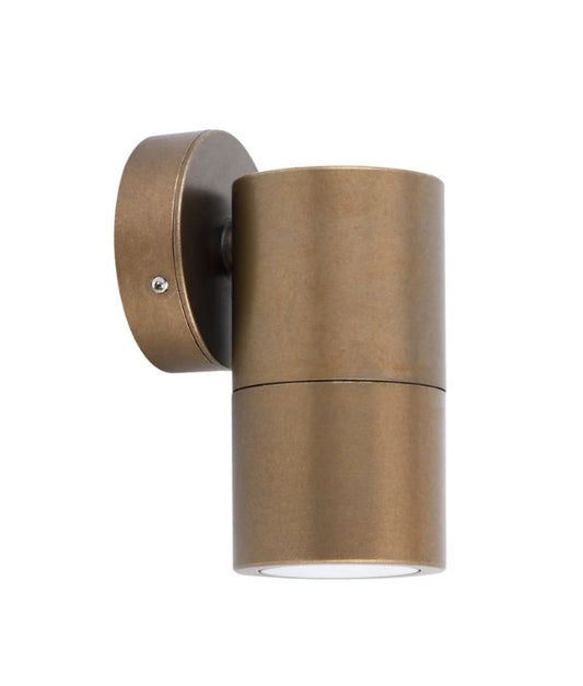 GU10 Exterior Wall Pillar Spot Lights (Aged Brass) IP65 - Single Fixed