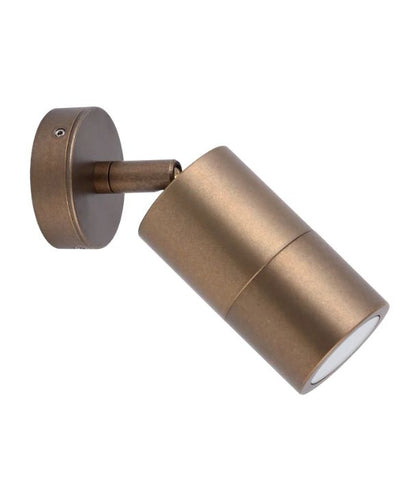 GU10 Exterior Wall Pillar Spot Lights (Aged Brass) IP65 - Single Adjustable