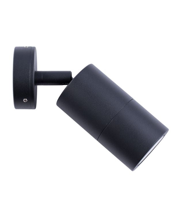 GU10 Exterior Wall Pillar Spot Lights (Black Aluminium) IP65 - Single Adjustable