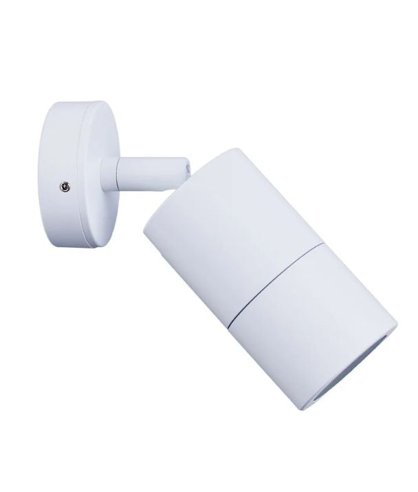 GU10 Exterior Wall Pillar Spot Lights (White Aluminium) IP65 - Single Adjustable