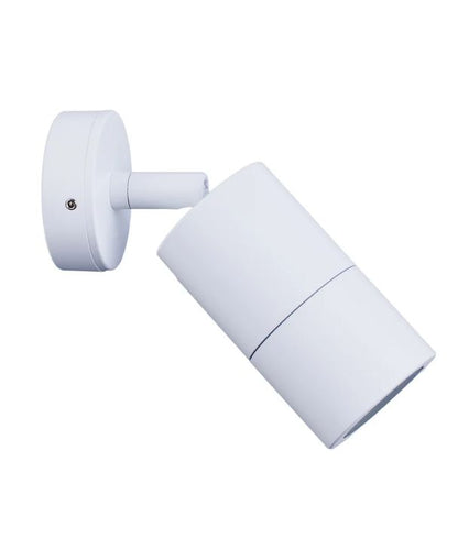GU10 Exterior Wall Pillar Spot Lights (White Aluminium) IP65 - Single Adjustable