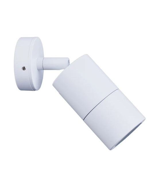 MR16 Exterior Wall Pillar Spot Lights (White Aluminium) IP65 - Single Adjustable