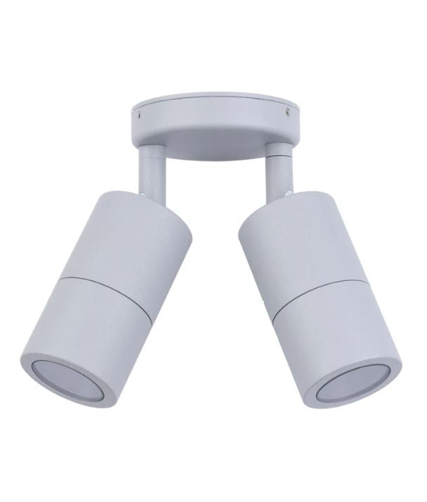 MR16 Exterior Wall Pillar Spot Lights (Matte Grey) IP65 - Double Adjustable