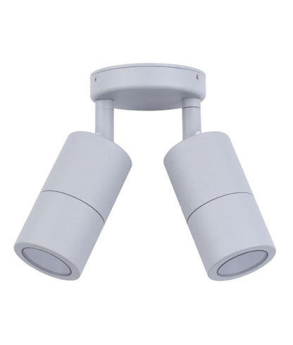 MR16 Exterior Wall Pillar Spot Lights (Matte Grey) IP65 - Double Adjustable