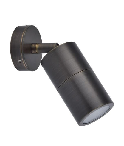 GU10 Exterior Wall Pillar Spot Lights (Rustic Brass) IP65 - Single Adjustable