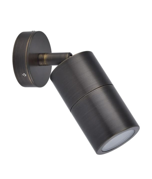 GU10 Exterior Wall Pillar Spot Lights (Rustic Brass) IP65 - Single Adjustable