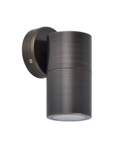 GU10 Exterior Wall Pillar Spot Lights (Rustic Brass) IP65 - Single Fixed