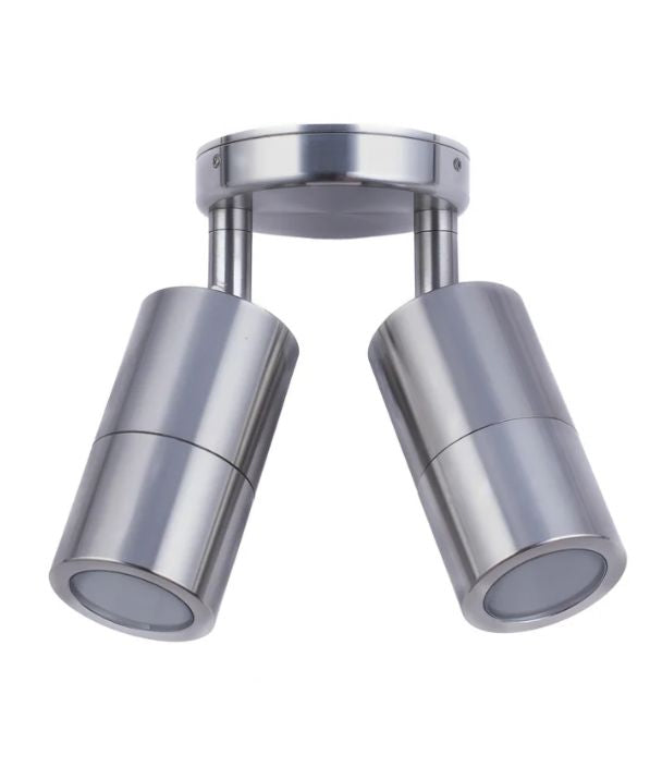GU10 Exterior Wall Pillar Spot Lights (Titanium Aluminium) IP65 - Double Adjustable