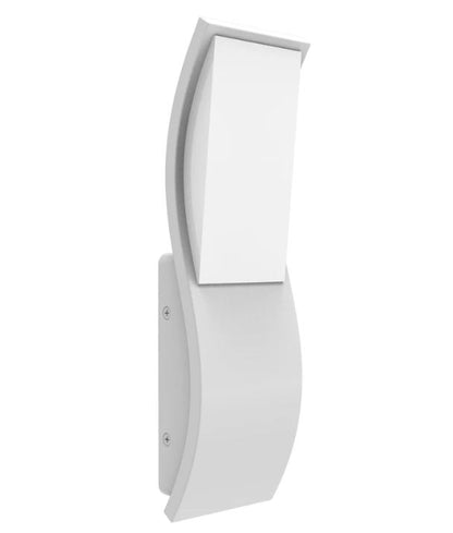 OLA: Exterior LED Wavy Rectangular Surface Mounted Wall Lights IP65 - White