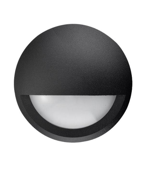 STE: Exterior LED Surface Mounted Eyelid Step Lights IP65 - Matte Black 220V AC