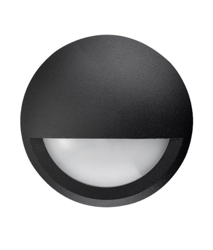 STE: Exterior LED Surface Mounted Eyelid Step Lights IP65 - Matte Black 220V AC